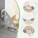 2 x Quacc 6 PCS Stainless Steel Furniture Corner Connectors, Corner Braces with Screws, Trapeziform Angle Brackets for Chairs Drawers, Cabinets, Tables (Silver)