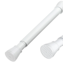 MEXAU White Tension Rod 16 To 26 Inch Spring Curtain Rod Adjustable Tension Curtain Rods No Drilling Short Tension Rod Extendable Small Spring Tension Curtain Rod for Closet Cupboard Bars Refrigerator