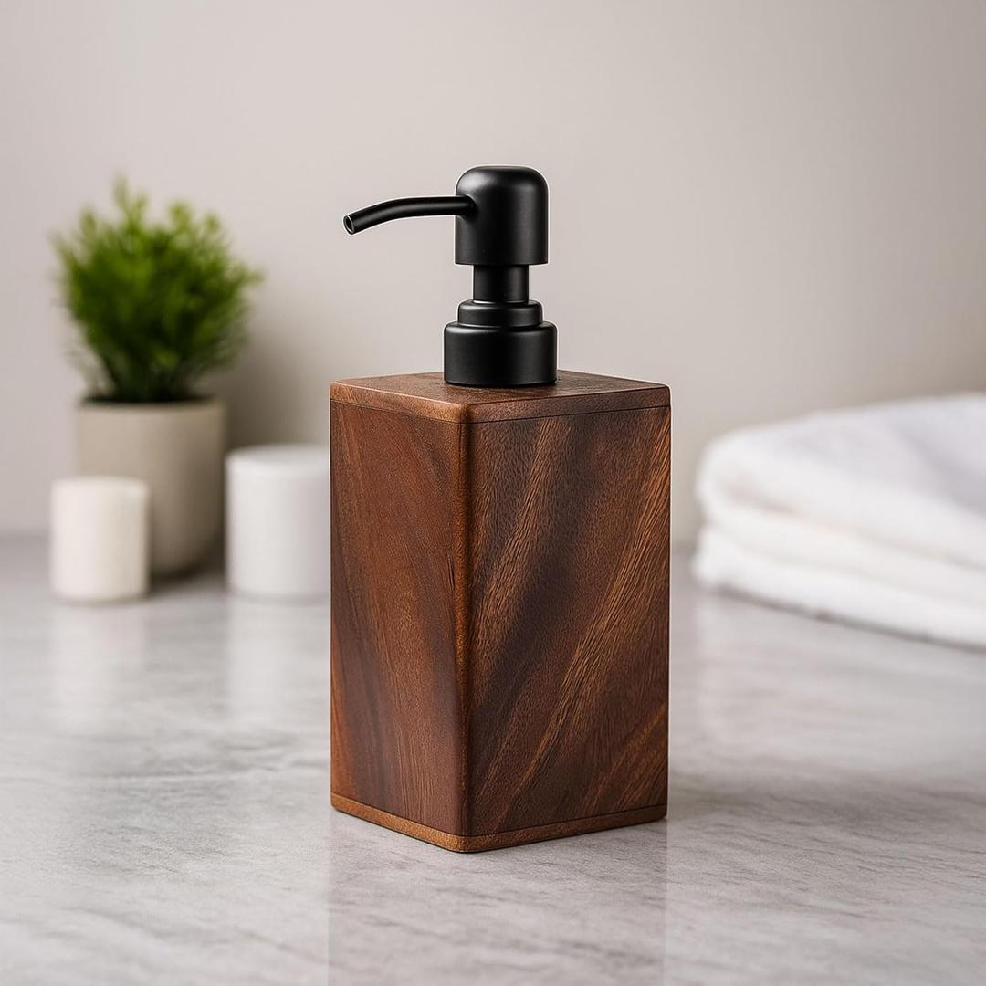 200ml Solid Wood Soap Dispenser for Bathroom,Kitchen Wooden Refillable Hand Soap Pump, Lotion Dispenser, Bathroom Accessories, Wood Lotion Container (7oz/200ml)