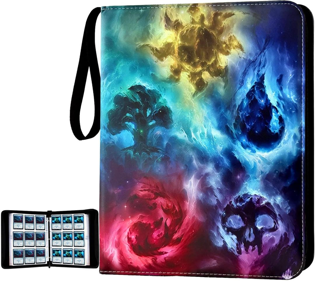 Trading Card Binder,9-Pocket Binder for Trading Cards Holds 720 Cards,Premium Collector Card Album for Standard Cards,Card Collection Folder for MTG,TCG,Yugioh,Game Cards (A-Colorful Patterns)