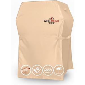 GrillTough Heavy Duty BBQ Grill Cover for Outdoor Grill, 30 Inch Waterproof, Weather Resistant, UV & Fade Resistant with Adjustable Straps Gas Grill Cover for Weber, Genesis, Charbroil, etc. Tan