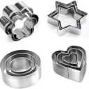 Mini Cookie Cutters Set of 12, Heart Flower Star Round Shapes Metal Cutter Stamp for Fruit Vegetable, Small Stainless Steel Biscuit Mold for Baking