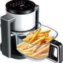 OLIXIS Glass Air Fryer 4.7Qt, Non Toxic Airfryer with 10 Preset Cook Modes, 395F Rapid Air Crispy Technology, Roast Bake Dehydrate Reheat, Nonstick & Easy-Clean Basket, 1300W