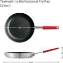 Tramontina Professional 12-Inch Non Stick Large Frying Pan, Heavy-Gauge Aluminum Skillet with Reinforced Nonstick Coating, Red Handle, Dishwasher and Oven Safe
