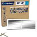 Fits 26" x 8" Duct Hole [27.6" x 9.6" Face] Aluminum Return Grille - Rustproof, Fixed Blades, for Ceiling/Wall, No Louver/Fins/Damper