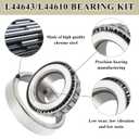 2 Sets 2000-2200lb Trailer Bearing Kit, L44643/L44610 Bearing Kits with 12192TB Grease Seals, 1.98" Dust Caps and Cotter Pins for 1'' Axles Trailer Wheel Hub