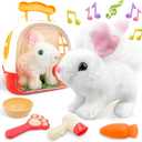SMILESSKIDDO Jumping Rabbit Toys for Girls - Electronic Hopping Bunny with Wiggle Ears & Nose, Storage Cage and Accessories, Interactive Pet Gifts for Toddlers 1 2 3 4 5 6 Year Old