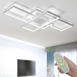 Flush Mount Modern LED Ceiling Light, Dimmable 3 Color Selectable, For Sitting Room, Kitchen, Bedroom, Hallway, Porch (White, 35.4*19.7*2.5 IN)