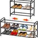 SUFAUY 3 Tier Expandable Metal Shoe Rack Organizer for 16 Pairs Shoes, Black