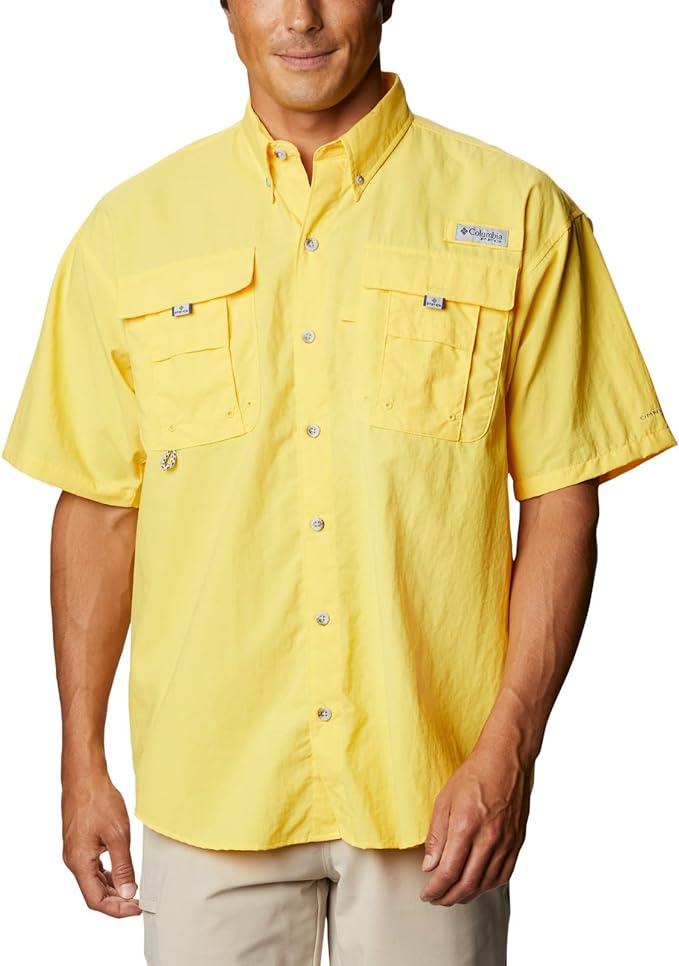 Columbia Men's PFG Bahama II Short Sleeve Shirt, Mineral Yellow, Medium