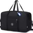 Carry on Bag 22x14x9 Airlines Approved, 48L Canvas Travel Duffel Bags for Men Women Duffle Bag for Airplane Weekender Overnight Gym (Black)