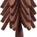 Wooden Placemats - Tree Washer Set, Wooden Pinwheel Coaster Set with Stand for Easy Storage - for Fondue pots, Pans, Bowls, teapots, Warming Trays - Versatile Decorations (B Walnut 4 pcs)