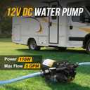 12V RV Water Pump, 5.0 GPM 55 PSI Diaphragm Pump, 12Volt Quiet Fresh Water Pump with Pressure Switch, Self Priming Pressure Pumps for RV Camper Boat Marine Food Truck