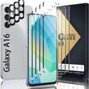 4+3 Pack Screen Protector Compatible with Galaxy A16, 4 Tempered Glass with 3 Camera Lens Protectors, High Clarity, Anti-Shatter, Bubble Free, Scratch Resistant