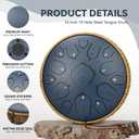 Steel Tongue Drum - 14 Inch 15 Notes Tongue Drum - Handpan Instrument for Adults with Music Book, Handpan Drum Mallets and Carry Bag, D Major Navyblue