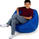 Big Joe Classic Bean Bag Chair for Kids Bedroom and Reading Nook, Easy-Clean Sapphire, Durable Nylon Polyester Blend, 2 feet Refillable, Single