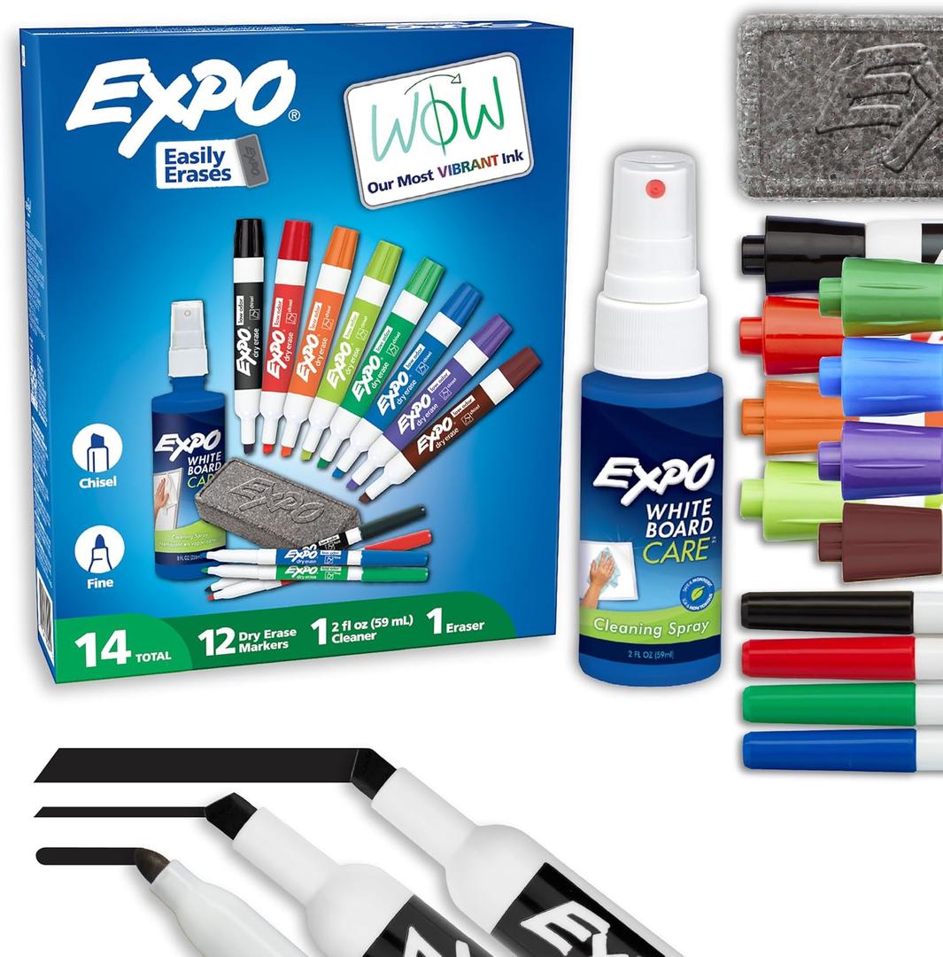 EXPO Low Odor Dry-Erase Kit, Anti-Roll, Assorted Colors (80054)