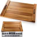Noodle Board Stove Cover with Sturdy Handle, 30.3x22'' Durable Extra Thick Wood Stove Top Covers for Gas and Electric Stove, Acacia Wooden Sink Cover & RV Stove Top Cover, Charcuterie Board