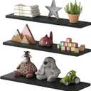 | 3 Set Invisible Floating Shelf, Wall Mounted Shelf for Living Room, Bedroom, Kitchen, Bathroom, Modern Hanging Shelf for Books/Decor/Storage 21,5" Long and 20 lbs Capacity (Black)