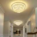 Dia 20" Modem Crystal Chandelier Silver Bedroom Chandelier LED Dimmable Raindrop Crystal Chandeliers Flush Mount Ceiling Light for Foyer Living Room Dining Room