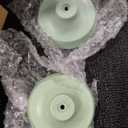 NIKKY HOME Tulip Taper Candle Holders Set of 2, Vintage Elegant Flower Shaped Metal Candlestick for Table Centerpieces, Spring Wedding Decor and Dinner Party, White & Green