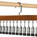 Closet Organizer with 12 Clips, Space Saving Hangers for Clothes, Hanging Closet Organizers and Storage, Wooden Socks Hats Pants Hangers with Clips, for Small Room Organization