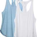 icyzone Workout Tank Tops for Women - Athletic Yoga Tops, Racerback Running Tank Top Loose Fit(Pack of 2) Medium