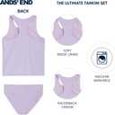 Lands' End Girls' UPF 50+ Swim Bikini Bottom and Racerback Tankini Set (Purple, XL)