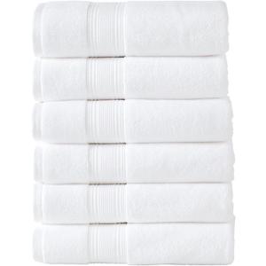 Modern Threads Hotel Collection 6-Pack 100% Ring Spun Cotton, Highly Absorbent Quick Drying Bath Towel Set, White, 24x48