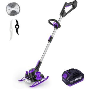Weed Wacker Cordless, 5.2 lbs Lightweight, 3-in-1 Edger/Mower/Trimmer with Blade, 20V 4.0Ah Battery Powered, 75 Min Runtime Purple 