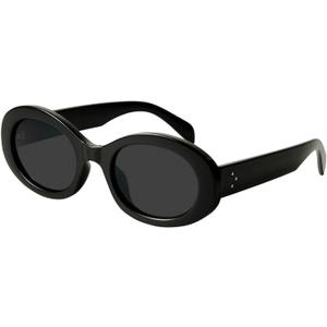 mosanana Oval Retro Trendy Sunglasses for Women 90s Style MS52371 (C1 Black/Grey)
