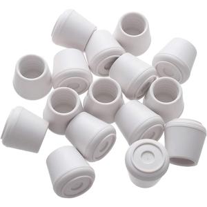 Furnigear Chair Leg Tips Caps Non-Slip Rubber Leg Tips 1 Inner Diameter Chair Leg Floor Protectors Round White, 16 Pack