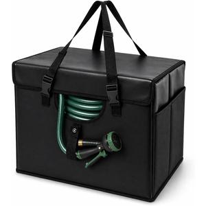 Expandable Garden Hose Holder, Water Hose Organizer, Heavy Duty Self Draining Hose Storage Container, Outdoor Sprinkler Storage Bag for Garden Tools