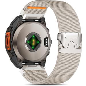 HQzon 22mm Sports Elastic Replacement Band Compatible with Garmin Fenix 6 Pro/ 6/ 7/ 7 Pro/ 5/ 5 Plus, Parachute Buckle Nylon Strap for Forerunner 945/ 935/ Approach S60/ S62/ Instinct 2