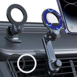 ZEEHOO Compatible with MagSafe Car Mount, Magnetic Phone Holder for Car [12 Strongest Magnets], Magnetic Car Vent Phone Mount [Non-Blocking&360 Rotation] for iPhone 15 14 13 12 Pro Max Mini