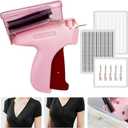 Stitch Gun,Quick Clothing Fixer,Mini Stitch Sewing,Handheld Stitch Gun for Clothes,Tagging Gun for Clothing with 5 Needles,1000 Black and 1000 White Fasteners (Pink, Large)