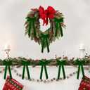 2 x 12 PCS Green Velvet Christmas Bows Ornaments Decorations, 10.2'' Vintage Long Velvet Bows Decor Ornaments for Christmas Tree Wreath Mantle Stair Gift Wrap, 0.98 W/5.11 * 10.23 inch