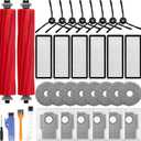 34 PCS Accessories Replacement Kit for Roborock Qrevo S/Qrevo Plus/Qrevo Pro/Qrevo MaxV Vacuum Robot,2 Main Brush,8 Mop Pads,8 Side Brushes,6 HEPA Filter,6 Dust Bags,3 Cleaning Brushes,1 Screwdriver