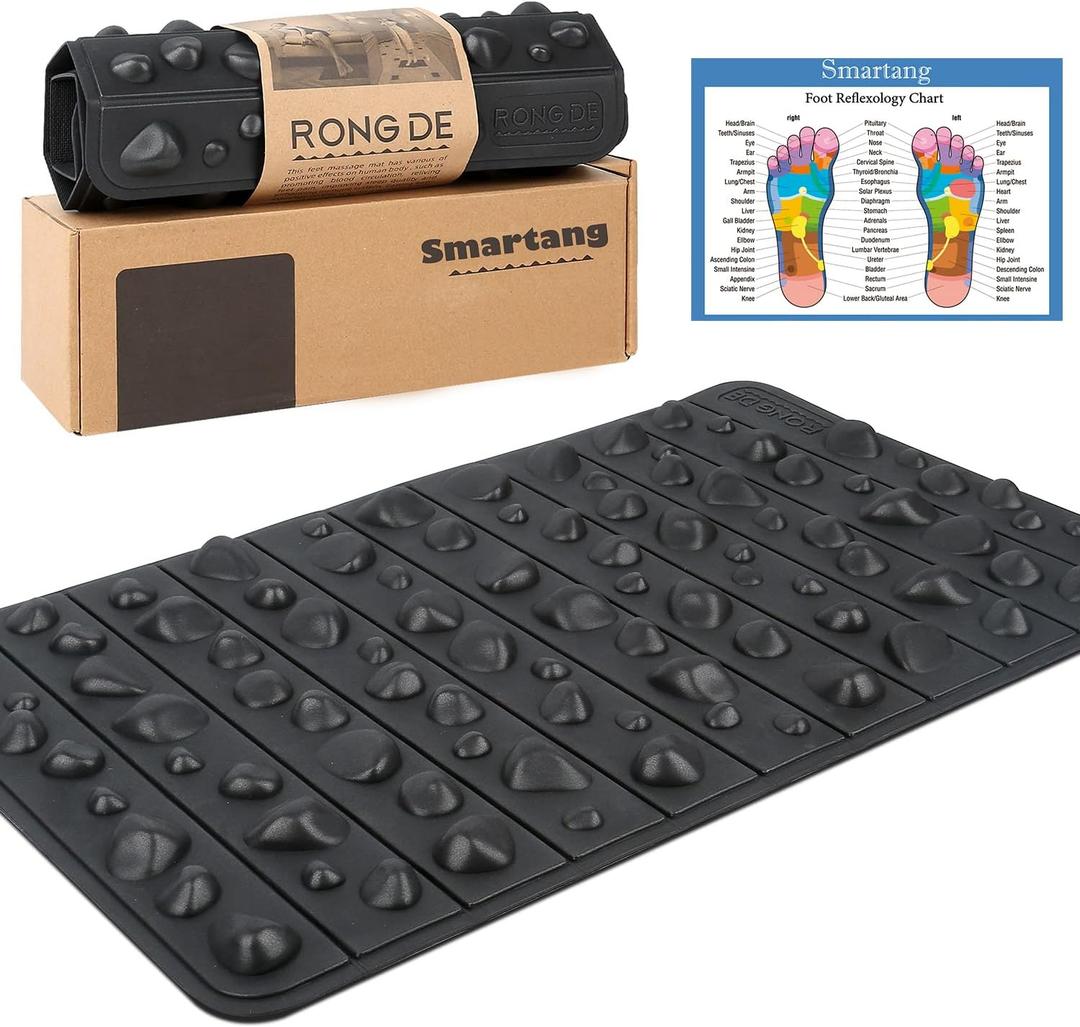 Smartrang High Elasticity Acupressure Mat, Foldable Particle Foot Massager, Pressure Point Pad for Relieve Foot Pain, Fasciitis (19.7in*12.2in, Black)