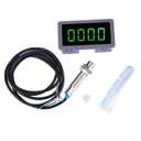 Motor LED Tacho, DC 8-24V 40mA 10-9999RPM 4 Digital LED Tachometer RPM Speed Meter with Hall Proximity Switch Sensor NPN Green for Industrial