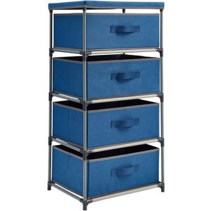 Juvale 4-Tier Tall Dresser with Drawers - 16.5 x 13 x 33 in, Navy Blue - Fabric Storage Drawers & Closet Organizer - Kids Dresser & Bedroom Storage