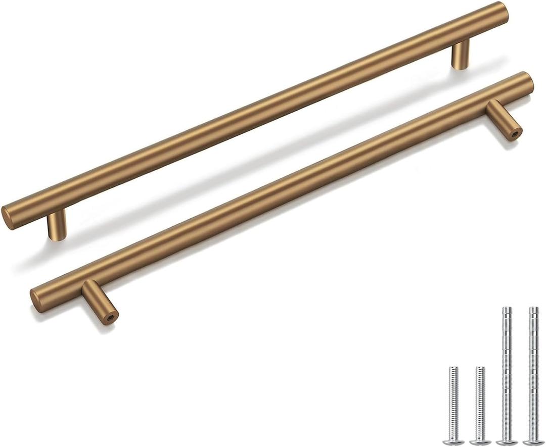 goldenwarm 10 Pack Champagne Bronze Cabinet Pulls Gold Cabinet Handles 10 inch(256mm) Champagne Drawer Pulls Brushed Bronze Cabinet Pulls Kitchen Bathroom Bedroom Furniture Handles