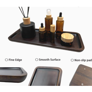 Wood Vanity Tray, Bathroom Counter Solid Walnut Organizer, Toilet Tank Top Wooden Serving Plate for Dinner Tea Coffee (Natural Walnut Color, 14 x 5.9 inch)
