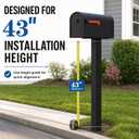 43" Mailbox Post Kit for Outside, In-Ground Mount Standalone Metal Post