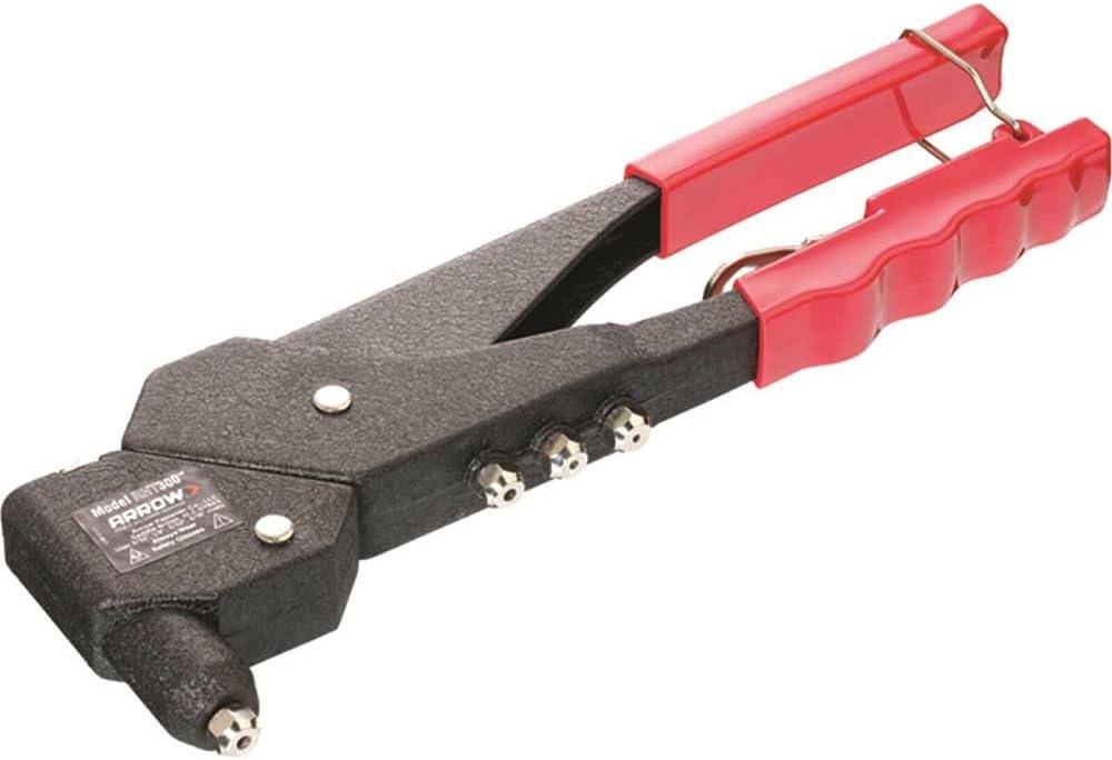 Arrow RHT300 One-Handed Swivel Rivet Tool, Manual Riveter for Metal, Fabric, Leather, and Auto Repair, Uses 1/8-Inch, 3/16-Inch, 5/16-Inch Rivets