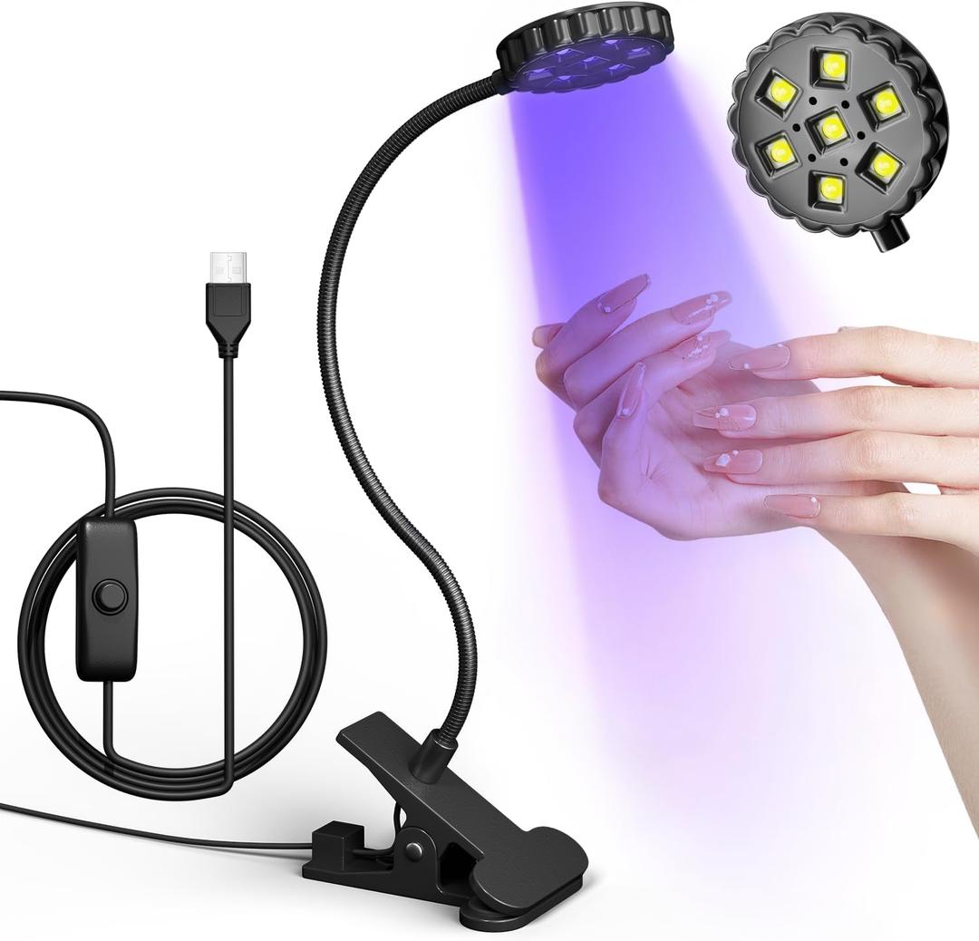 LIORA UV LED Nail Lamp: Portable USB 6W Flexible Gooseneck Desk Lamp with Clamp, Flash Cure Gel Nail Dryer for Home DIY & Salon Use