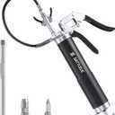 Grease Gun Kit, 8000 PSI Heavy Duty Grease Gun with Grease Coupler, 14oz Pistol Grip Grease Gun with 12 Inch Spring Flex Hose, Sharp Nozzle, Extension Rigid Pipe, Black