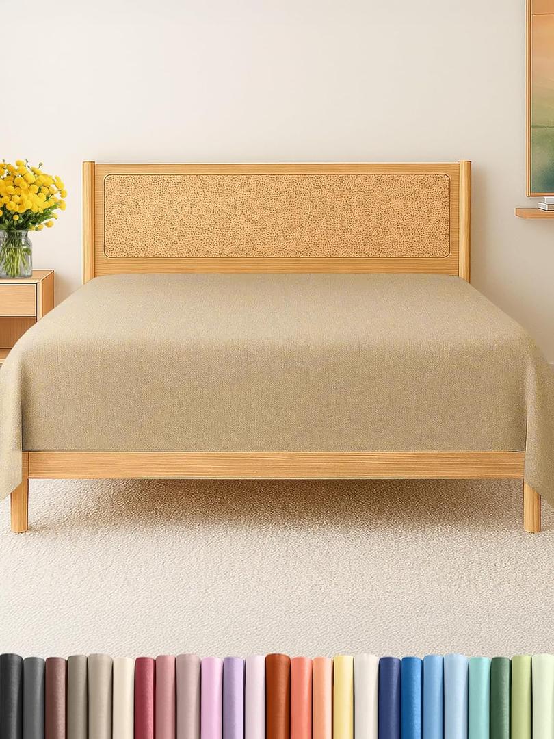 Twin Size Flat Sheet - Hotel Quality Top Flat Bed Sheet Only - Ultra-Soft, Comfy, Breathable & Cooling - Fade & Wrinkle Free - Easy-Care, Stain & Shrink Resistant Bedding - Oeko-Tex - Heathered Tan