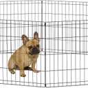 New World Folding Metal Puppy/Dog Exercise Pen, Indoor/Outdoor Playpen with No Door, Provides 16 Sq Feet of Play Space, 24-Inches Tall, Black E-Coated