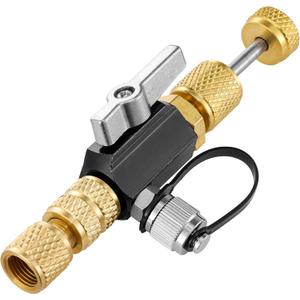 HVAC Valve Core Removal Tool, Valve Core Remover Installer Tool, 1/4" Mega Flow Vacuum-Rated Valve Core Removal Tool and 5/16 Conversion Adapter for R22 R410A R134A